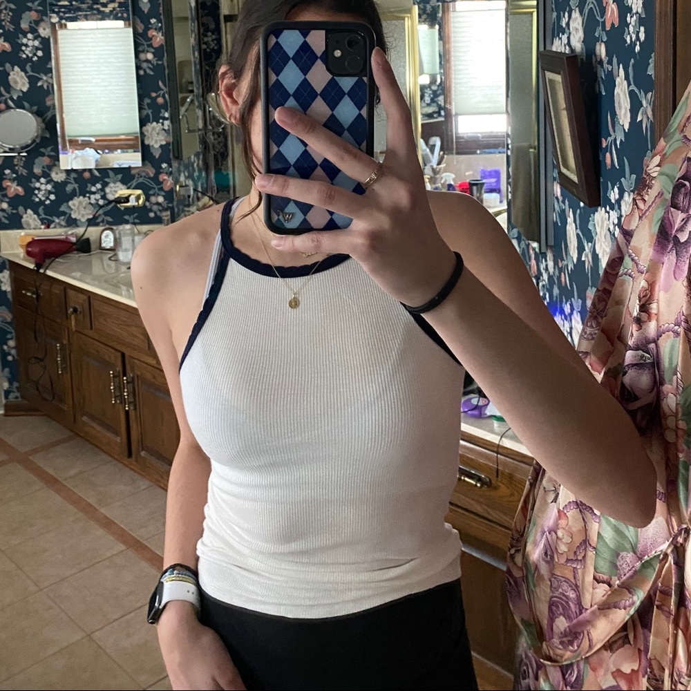 NWT Urban Outfitters Navy & White Scallop Tank